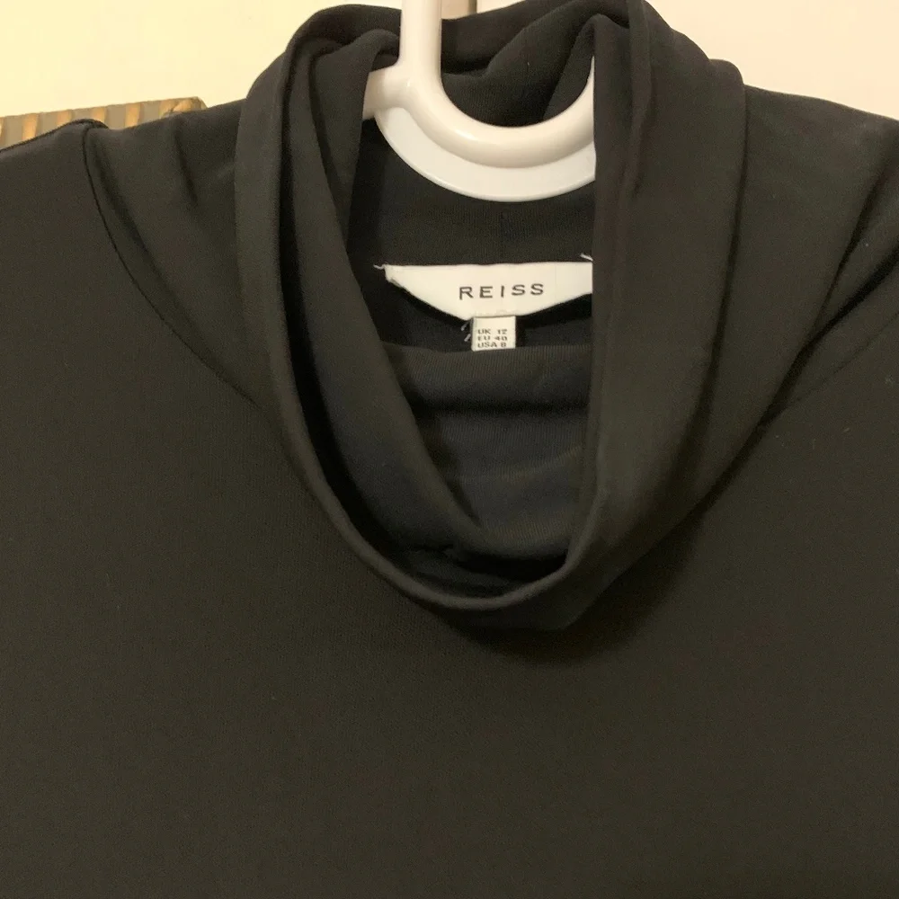 NWT REISS BLACK FREYA TWIST FRONT MIDI BODYCON DRESS - SIZE 8 - Picture 8 of 16